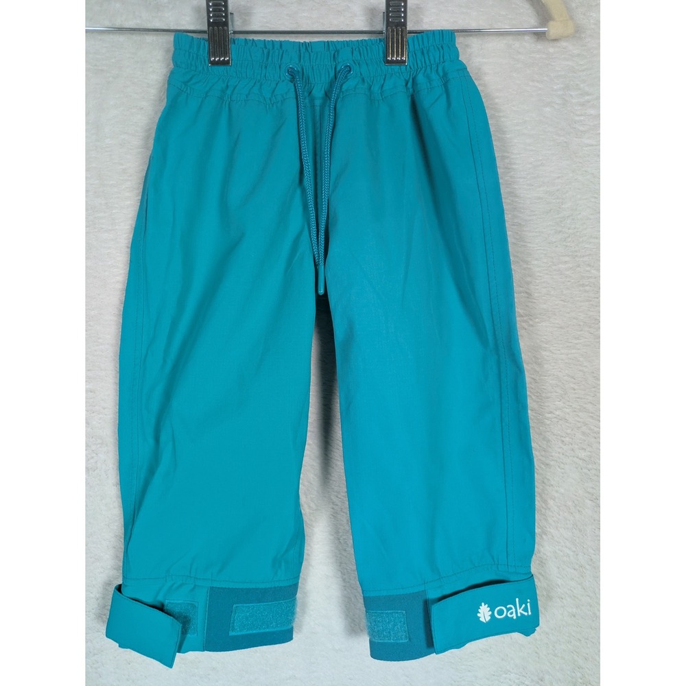 Oaki Rain Pants Girl's 2T Teal Adjustable Cuffs Drawstring Waist Mesh Lined